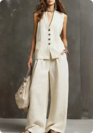 Seasonal Laid-back Linen Suit (see size chart under more details)