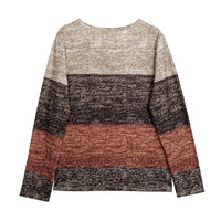 Women's Pullover Color Block Casual Long Sleeved T-shirt
