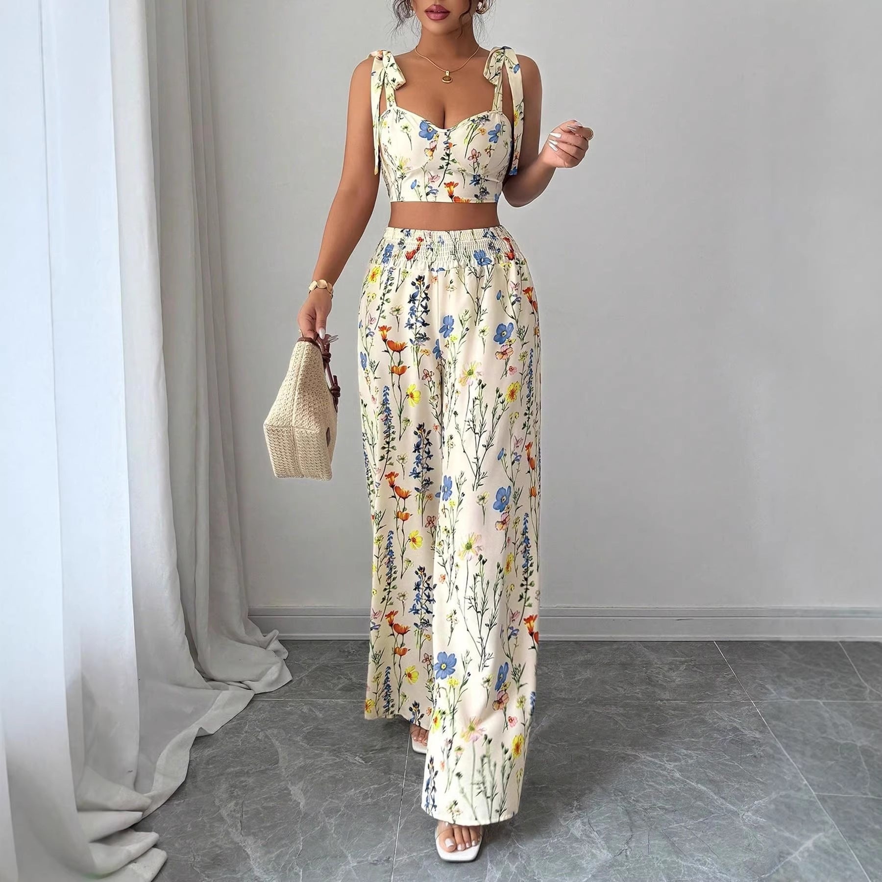 Printed Camisole Womens Top And Pants Set (see size chart under more details)