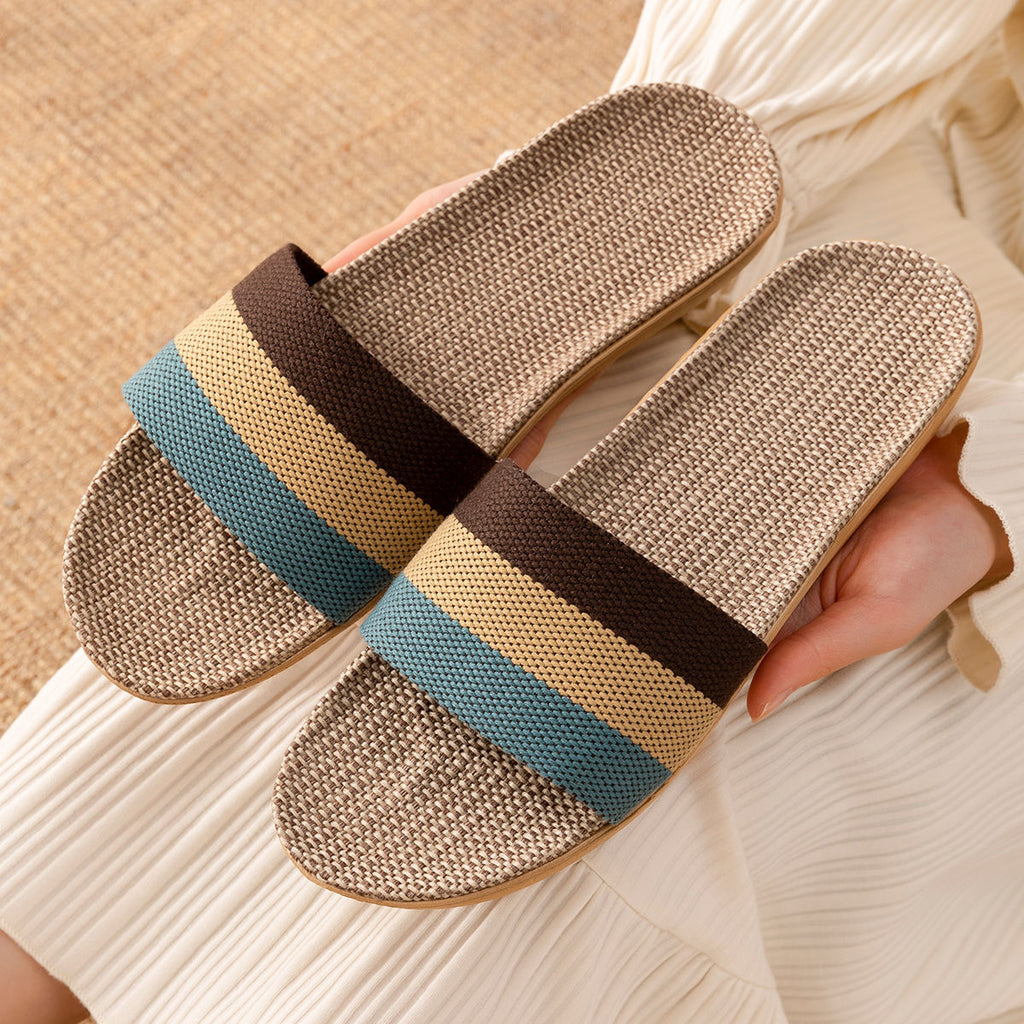 Breathable Linen Slippers - Deodorizing Sweat-Absorbing Indoor Outdoor Slides