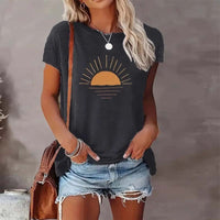 Sunrise Print Round Neck T-Shirt