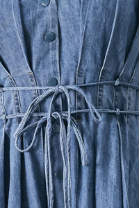 MIDNIGHT FLOW DENIM MIDI DRESS