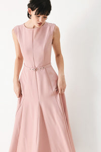 CALM AFTERGLOW BLUSH WOVEN MIDI DRESS