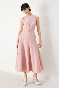 CALM AFTERGLOW BLUSH WOVEN MIDI DRESS