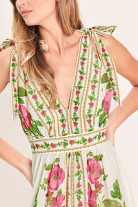 ROSE VINE ROMANCE WOVEN MAXI DRESS