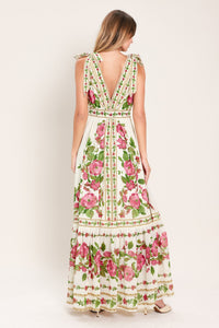 ROSE VINE ROMANCE WOVEN MAXI DRESS