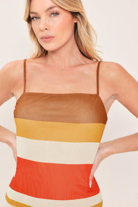 HEAT WAVES POWER MESH MIDI DRESS