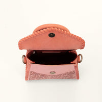 Loyal West Leon Mini Handle Purse - Pink Handtooled Leather & Calfskin