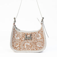 Loyal West DANNIA MEDIUM PURSE - IVORY DUST  HANDTOOLED LEATHER AND CALFSKIN