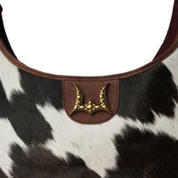 LW Large Purse - Black & White Cowhide With Oiled Ruby Leather