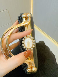 Vintage Pearl Tote Clutch Wedding evening clutch Dinner bag