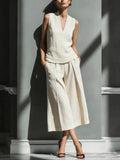 Casual Comfort Womens Sleeveless Linen Shirt Set (see size chart under more details)
