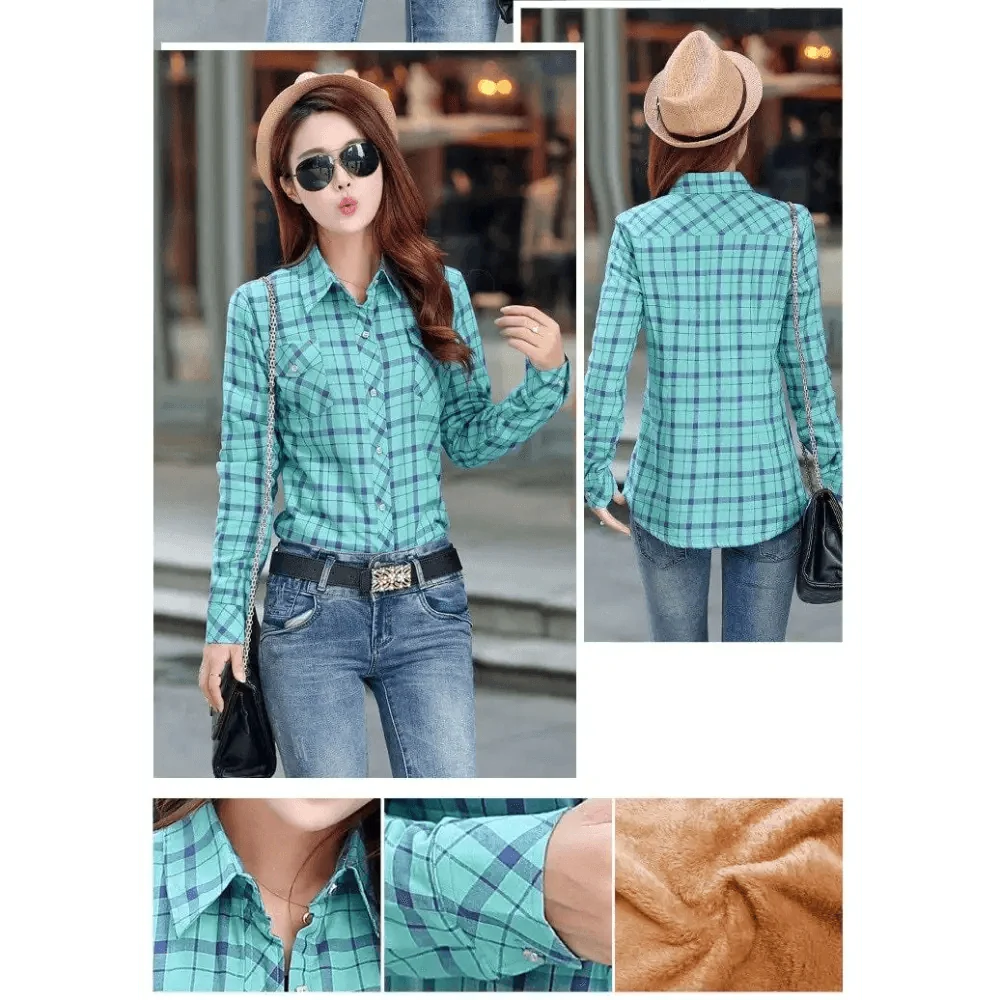 Luxury Winter Warm, Plus Velvet Thicken Plaid Shirt Style Coat Jacket For Women Clothes/Tops/Casual/Jacket/Outerwear For Female